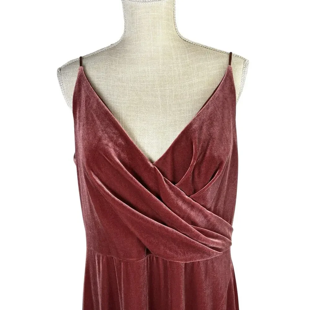 Jenny Yoo Devon Velvet Maxi Dress Gown Women's 18 English Rose Bridesmaid Formal